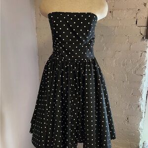 Strapless Black Polka Dot Dress